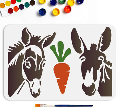 Devasya Crafts A4 Size Donkey Template Carrot Donkey Reusable Painting Template 11.7x8.3inchs Rustic Style Animal Theme Painting Stencil PET Hollow Out Drawing for DIY Art Craft Canvas Stencil(Pack of 1, Art Stencils) Devasya Crafts A4 Size Donkey Template Carrot Donkey Reusable Painting Template 11.7x8.3inchs Rustic Style Animal Theme Painting Stencil PET Hollow Out Drawing for DIY Art Craft Canvas Stencil(Pack of 1, Art Stencils)