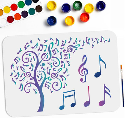 Devasya Crafts Music Tree Notes Stencils 11.7×8.3inch Large Musical Notes Treble Clef Stencils with Paint Brush Artistic Music Tree Leaves Drawing Template for Wood Canvas Furniture Craft Decor Stencil(Pack of 1, Art Stencils) Devasya Crafts Music Tree Notes Stencils 11.7×8.3inch Large Musical Notes Treble Clef Stencils with Paint Brush Artistic Music Tree Leaves Drawing Template for Wood Canvas Furniture Craft Decor Stencil(Pack of 1, Art Stencils)