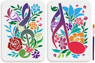 Devasya Crafts 2pcs Music Note Flower Stencils 11.7×8.3inch Large Treble Clef Flower Leaves Stencil with Paint Brush Nature Rose Wildflower Template for Wood Wall Canvas Furniture Window DIY Craft Stencil(Pack of 1, Art Stencils) Devasya Crafts 2pcs Music Note Flower Stencils 11.7×8.3inch Large Treble Clef Flower Leaves Stencil with Paint Brush Nature Rose Wildflower Template for Wood Wall Canvas Furniture Window DIY Craft Stencil(Pack of 1, Art Stencils)