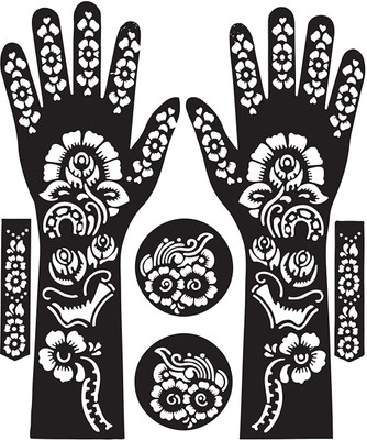 IVANA'S Ivana's Full Hand Mehndi Stencil Design Full Hand Set (FL-03) FL-03 Heena Mehandi Sticker for Hand & Body Stencil(Pack of 2, Floral)