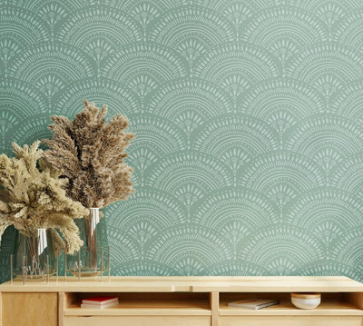 RaniPari Radiant Scallop Wall Stencil Large Geometric Wall Painting Stencil Radiant Scallop Wall Stencil 16x24Inch wall Stencil(Pack of 1, wall stencils)
