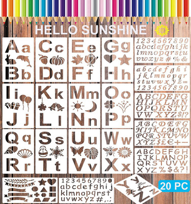 DEQUERA 20 Pack, 4 x 7 Inch, Alphabet Stencils, Letter Stencil, Lettering Alphabet Stenc il, Stencils, Stencils Letters and Numbers, Lettering Stencils, Bullet Journalin g Stencils Stencil(Pack of 1, Larger Letter Stencil)