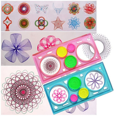 O'Kiddi Spirograph Geometric Ruler For Students Drawing | Learing Art Set | Gift set | Geometry Stencil(Pack of 2, Stripes)