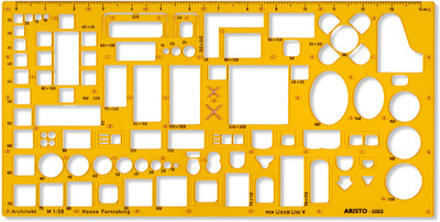 Aristo Architecture Furniture Template AR5063 1:50 Scale Furniture Layouts Stencil(Pack of 1, Living Room, Bed Room, Dining Room, Kitchen Furnishing, Sanitary Fittings)