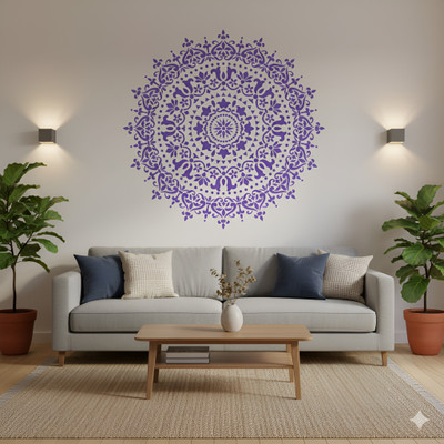 Kayra Decor Mandala Design Stencils For Wall Painting KDS36060 Size- 24x24 inch Stencil(Pack of 1, Reusable DIY Wall Stencil Sheet Home Decor)