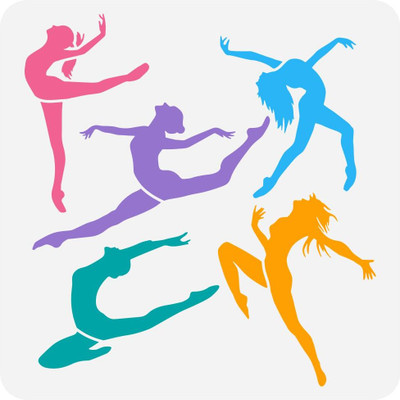IVANA'S Dancing Girl Painting Stencil 11.8x11.8inch Reusable Dancers Spraying Stencil FIN-1648 Modern Art & Craft Stencil(Pack of 1, Floral, Abstract, Unique, Border Stencil)