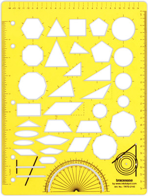 Traceease Traceease Multiple Stencil Geometric Shapes Combination Template Drawing TRTD-2143A Combination Template Stencil(Pack of 1, Solid)