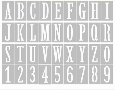 DEQUERA 4inch Letter Stencils 36Pcs Plastic Alphabet Stencil Reusable Letters Numbers St encils DIY Art Craft Painting Stencil Letters Alphabet Drawing Templates for Pai nting on Wood Wall Door Sign Home Decor Stencil(Pack of 1, Larger Letter Stencil)