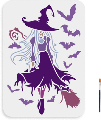 Devasya Crafts Witch Bat Stencils 11.7×8.3inch Large Magic Theme Stencil Template with Paint Brush Magic Broom Bat Drawing Stencil for DIY Projects Crafts Furniture Canvas Wall Decor Stencil(Pack of 1, Art Stencils) Devasya Crafts Witch Bat Stencils 11.7×8.3inch Large Magic Theme Stencil Template with Paint Brush Magic Broom Bat Drawing Stencil for DIY Projects Crafts Furniture Canvas Wall Decor Stencil(Pack of 1, Art Stencils)