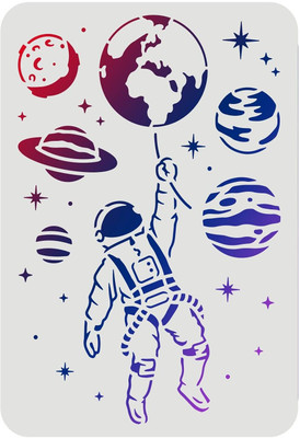 IVANA'S Astronaut Stencils 11.7x8.3 inch Plastic Outer Space Theme Drawing Painting FIN-0025 Modern Art & Craft Stencil(Pack of 1, Floral, Abstract, Unique)