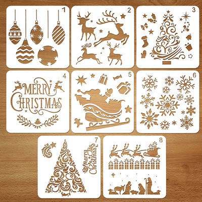 Kachi Pencil 8 Pcs Christmas Stencils Template - Reble Plastic Craft for Art Drawing Painting Spraying Window Glass Door Car Body Wood Journaling Scrapbook Holiday Xmas Snow flake DIY Decoration 5x5 inch Stencil(Pack of 8, Modern, Artistic, Art & Craft) Kachi Pencil 8 Pcs Christmas Stencils Template - Reble Plastic Craft for Art Drawing Painting Spraying Window Glass Door Car Body Wood Journaling Scrapbook Holiday Xmas Snow flake DIY Decoration 5x5 inch Stencil(Pack of 8, Modern, Artistic, Art & Craft)