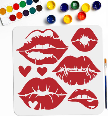 Devasya Crafts Lip Paint Stencils 11.8×11.8inch Large Kiss Lips Love Lips Lipstick Mouth Stencil with Paint Brush Reusable Woman Lip Print Templates for Wood Wall Furniture Canvas Decor Stencil(Pack of 1, Art Stencils) Devasya Crafts Lip Paint Stencils 11.8×11.8inch Large Kiss Lips Love Lips Lipstick Mouth Stencil with Paint Brush Reusable Woman Lip Print Templates for Wood Wall Furniture Canvas Decor Stencil(Pack of 1, Art Stencils)