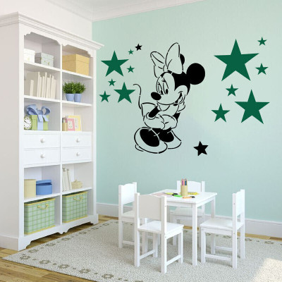 ARandNJ Stencils for wall painting (Size:- 16X24 Inch) MAGICAL WORLD THEME- Shinning Stars & CARTOON CHARACTER THEME- Minnie Mouse Print DIY Design Ideal For Bedroom, Play School & Kids Room Decoration Modern Reusable Art Wall Stencil(Pack of 1, Wall Stencil)