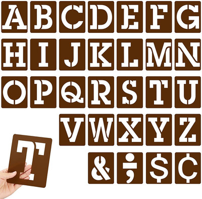 DEQUERA 30 Pieces Large Letter Symbol Stencils Plastic Letter Template Alphabet Painting Stencils for Crafts DIY Decoration Supplies, 5.9 x 4.7 Inch Wall, Paint Wooden Signs, Thanksgiving, DIY Home Yard Décor Stencil(Pack of 1, Larger Letter Stencil) DEQUERA 30 Pieces Large Letter Symbol Stencils Plastic Letter Template Alphabet Painting Stencils for Crafts DIY Decoration Supplies, 5.9 x 4.7 Inch Wall, Paint Wooden Signs, Thanksgiving, DIY Home Yard Décor Stencil(Pack of 1, Larger Letter Stencil)