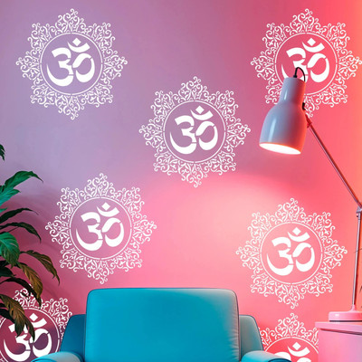 ARandNJ Painting Wall Stencils Pack of 1 (Size:- 16X24 Inch) DEVOTIONAL PATTERN THEME- OM The Significance DIY Reusable Design Suitable For Pooja Room, Drawing Room, Entrance & Office Decoration Modern Print Wall Stencil(Pack of 1, Wall Stencil)