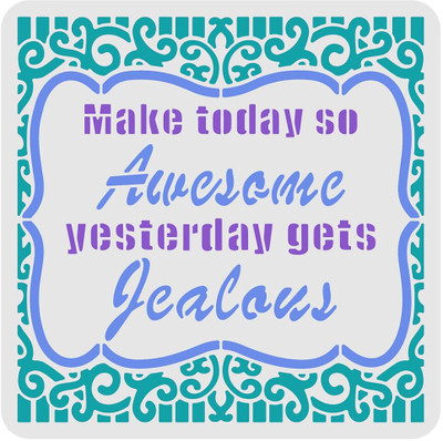 IVANA'S Inspirational Quote Stencil Template 11.8x11.8 inch Plastic Today is Awesome FIN-1766 Modern Art & Craft Stencil(Pack of 1, Floral, Abstract, Unique, Border Stencil)