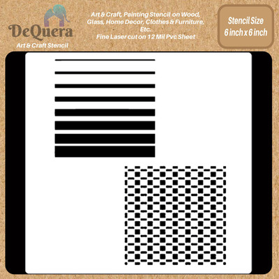 DEQUERA d Checkered Stencil - Geometric Shape Stencil - Geometric Stencil Design Size 6 Modern Craft Stencil Stencil(Pack of 1, Modern Style)