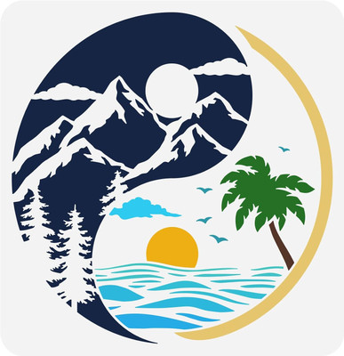 IVANA'S Yin Yang Sun & Moon Nature Stencil 11.8x11.8inch Reusable Sunrise and Sunset FIN-1287 Modern Art & Craft Stencil(Pack of 1, Floral, Abstract, Unique, Border Stencil)