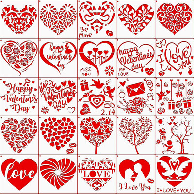 IVANA'S 25 Pieces Valentine's Day Stencils Love Tree Heart Leaf Templates Reusable Mylar Stencil Template Rose Envelope Stencils with Metal Open Ring for DIY Painting o n Wood Wall Canvas Home Decor Stencil(Pack of 25, Art & Craft Paitning Stencil) IVANA'S 25 Pieces Valentine's Day Stencils Love Tree Heart Leaf Templates Reusable Mylar Stencil Template Rose Envelope Stencils with Metal Open Ring for DIY Painting o n Wood Wall Canvas Home Decor Stencil(Pack of 25, Art & Craft Paitning Stencil)