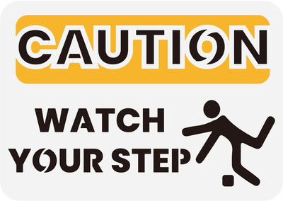 IVANA'S Caution Watch Your Step Sign Stencil 8.3x11.7inch Mind Your Step Pattern Drawing FIN-0556 Modern Art & Craft Stencil(Pack of 1, Floral, Abstract, Unique, Border Stencil)
