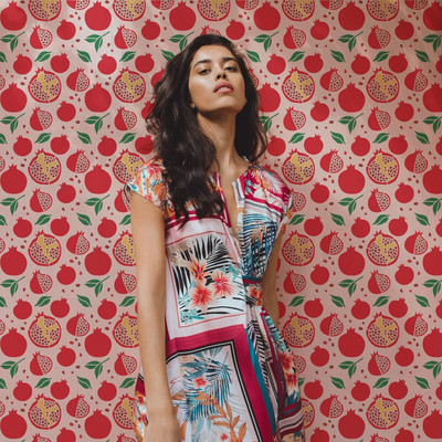 IVANA'S Pomegranate Painting Stencil 11.8x11.8 inch Hollow Out Summer Fruits Craft FIN-1305 Modern Art & Craft Stencil(Pack of 1, Floral, Abstract, Unique, Border Stencil)