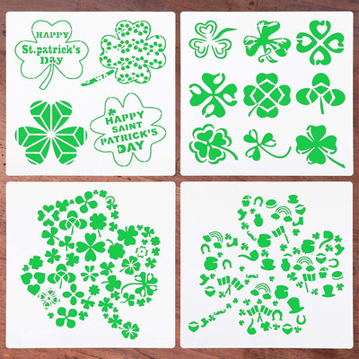 IVANA'S 4 Pieces St. Patrick's Day Shamrock Stencil Template Clover Stencils Reusable Pl astic Drawing Painting Stencil Journal Template for St. Patrick's Day Party Deco r Craft Art DIY Project Card Scrapbook Stencil(Pack of 4, Art & Craft Paitning Stencil) IVANA'S 4 Pieces St. Patrick's Day Shamrock Stencil Template Clover Stencils Reusable Pl astic Drawing Painting Stencil Journal Template for St. Patrick's Day Party Deco r Craft Art DIY Project Card Scrapbook Stencil(Pack of 4, Art & Craft Paitning Stencil)