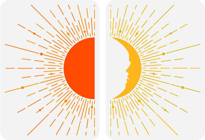 IVANA'S 2 Pcs Sun Moon Painting Stencil 8.3x11.7inch Reusable Mid Century Sun Moon FIN-0667 Modern Art & Craft Stencil(Pack of 2, Floral, Abstract, Unique, Border Stencil)