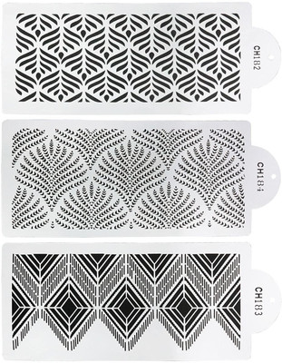 IVANA'S Cake Decorating Template 3PCS DIY Flower Cake Cupcake Decorating Molders Plastic Baking Stencils Cake Printing Hollow Lace Decoration Molds Party Decoration Supplies Stencil(Pack of 3, Cake Decoration Stencil)