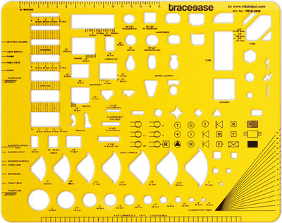 Traceease Traceease Architectural Home Interiors Planning for Kitchen and Bathroom Fixture TRTD-2838A Technical Drawing Templates Stencil(Pack of 1, Solid)
