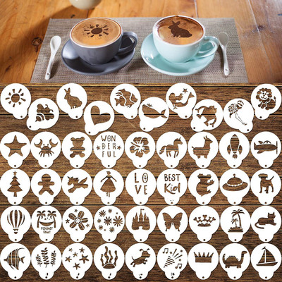 IVANA'S Cookie Template Stencil, 46 Pieces latte art stencils for Coffee Decorations, Ma gnoloran Foam Barista Templates Oatmeal Cupcake Cake Hot Chocolate for Children' s Day Hawaii Summer Mother's Day Stencil(Pack of 46, Cake Decoration Stencil)