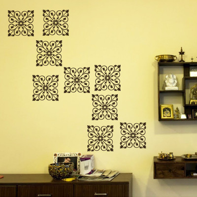 Arhat Stencils Glossy PVC ASR-E562 Beautiful Damask-Floral Motiff Reusable Wall decor-(Size:-12X12 INCHES) Stencil(Pack of 1, wall art)