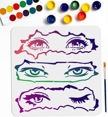 Devasya Crafts 3 Styles Eye Slit Stencils 11.8×11.8inch Eye Stencils for Painting with Paint Brush Reusable Women Long Eyelashes and Big Eyes Stencils Template for Crafts Wood Wall Fabric Paper Stencil(Pack of 1, Art Stencils) Devasya Crafts 3 Styles Eye Slit Stencils 11.8×11.8inch Eye Stencils for Painting with Paint Brush Reusable Women Long Eyelashes and Big Eyes Stencils Template for Crafts Wood Wall Fabric Paper Stencil(Pack of 1, Art Stencils)