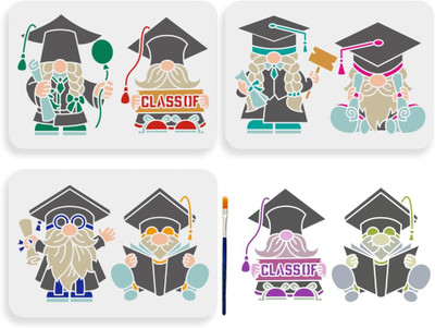Devasya Crafts 6 Styles Graduation Gnome Stencil 11.7×8.3inch Large Graduation Cap and Gown Drawing Stencil with Paint Brush Diploma Dwarfs Theme Template for DIY Craft Canvas Wall Wood Home Decor Stencil(Pack of 1, Art Stencils) Devasya Crafts 6 Styles Graduation Gnome Stencil 11.7×8.3inch Large Graduation Cap and Gown Drawing Stencil with Paint Brush Diploma Dwarfs Theme Template for DIY Craft Canvas Wall Wood Home Decor Stencil(Pack of 1, Art Stencils)