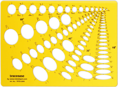 Traceease Geometric Combination Ellipse Projections Plastic Ruler for Students Ruler(Set of 1, Yellow)
