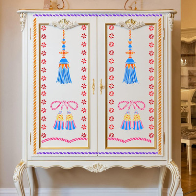 IVANA'S Tassels Painting Stencil 11.7x8.3 inch Fringe and Tassel Wall Stencil Plastic FIN-1005 Modern Art & Craft Stencil(Pack of 1, Floral, Abstract, Unique, Border Stencil)