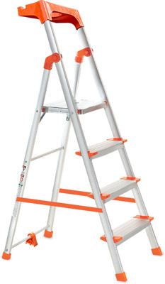 ProHome Apex 4 Steps Anti Slip Shoes Aluminium Ladder(With Platform, Tool Tray)