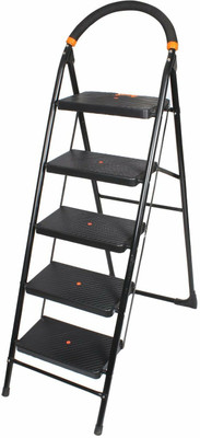 Flipkart SmartBuy Black Heavy Folding Wide Anti-Skid 5 Steps Steel Ladder(With Platform)