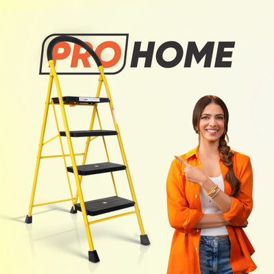 ProHome 4 Step Steel Ladder for Home With Anti Skid shoes Steel Ladder(With Platform)
