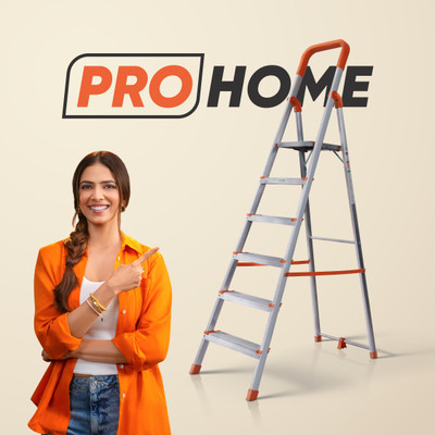 ProHome 6 Steps Anti Slip Shoes Aluminium Ladder(With Platform)