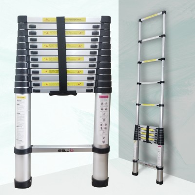 iBELL TE012 12.5 Feet Portable Lightweight Compact Ultra Stable 3.8 Meter Telescopic Aluminium Ladder