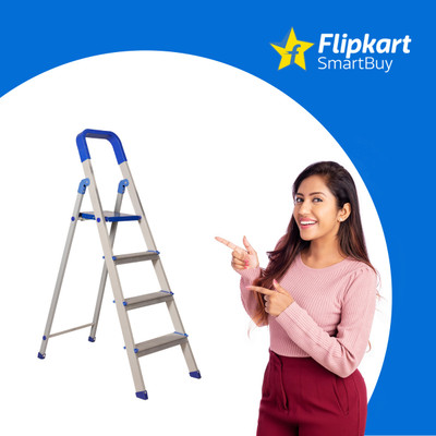 Flipkart SmartBuy Heavy Duty Strong 4 Step Aluminium Ladder(With Platform, Tool Tray)