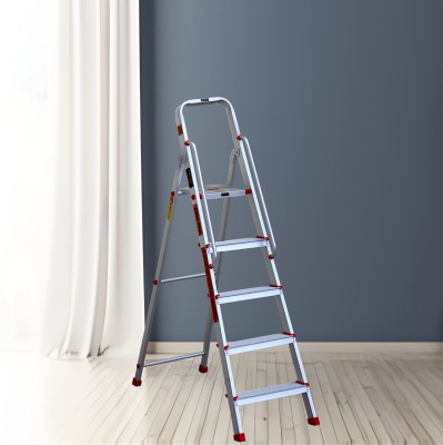 Mivu Elite Pro 5 Steps Aluminium Platform Ladder | Home & Office Use| With Hand-Rails Aluminium Ladder(With Platform, Hand Rail)