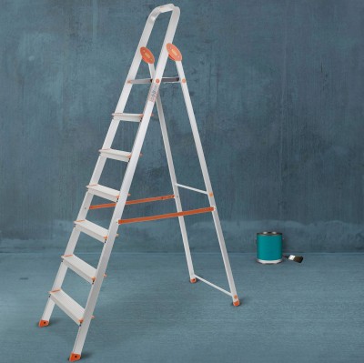 Bathla Advance Carbon 7 Step Aluminium Ladder for Home (Orange) - Aluminium Ladder(With Platform)