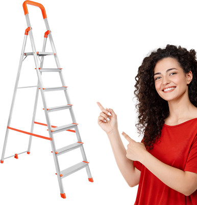 Mizu 7 Steps Ladder For Home With 400 Kgs Load Capacity & Anti-Skid Shoes Aluminium Ladder(With Platform)