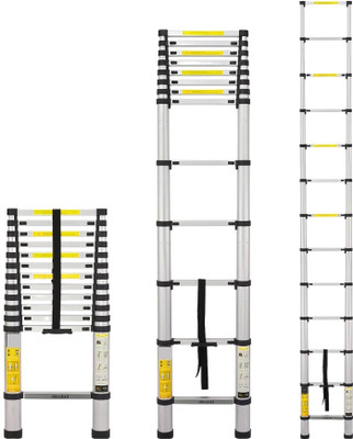 doodad 10.5 ft Finger Protect-11 Steps,3.2m Expandable With Auto Lock System Telescopic Aluminium Ladder