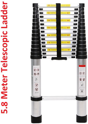 RedBricks 19 Feet Portable Lightweight Adjustable Compact Stable 5.8 Meter Telescopic Aluminium Ladder