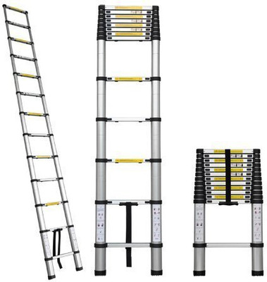 BUCKETLIST ® 12.5FT/3.8m Aluminum Extension Telescopic 13 Step Ladder Lightweight Aluminum Aluminium Ladder