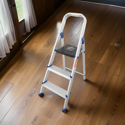DinoLoad DinoLoad 3 Step Aluminium Foldable Ladder for Home Aluminium Ladder(With Platform)