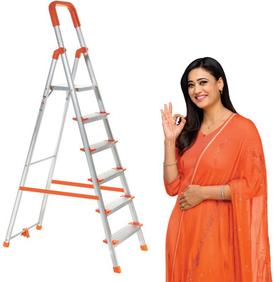 ProHome 6 Steps Ladder with Anti Slip Shoes Aluminium Ladder(With Platform)