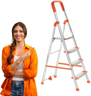 ProHome 4 Steps Ladder with Anti Slip Shoes Aluminium Ladder(With Platform)